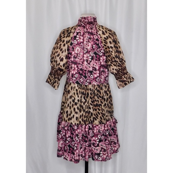 FIGUE Halima Dress Floral Paisley Blackberry Leopard Dress Purple Boho Small - Picture 9 of 14